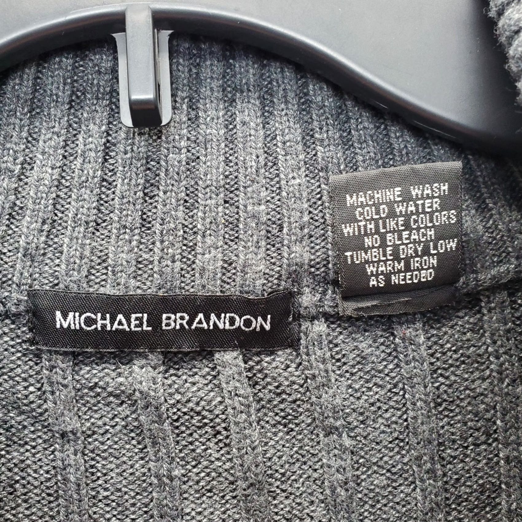 Vintage Michael Brandon Sweater Mens XL Gray Chunky Knit Mock Neck 1/4 Zip Pullover Cardigan Size US XL / EU 56 / 4 - 5 Thumbnail