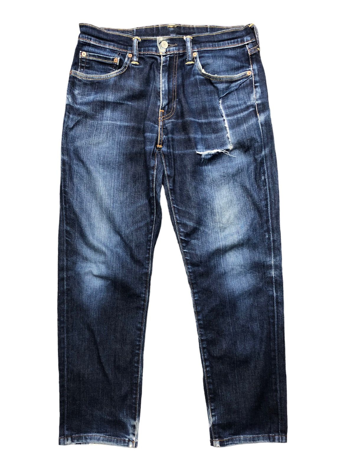 image of Distressed Denim x Levis Size 33X28.5 Vintage Levi's 511 Distressed Slim Jeans in Blue, Men's