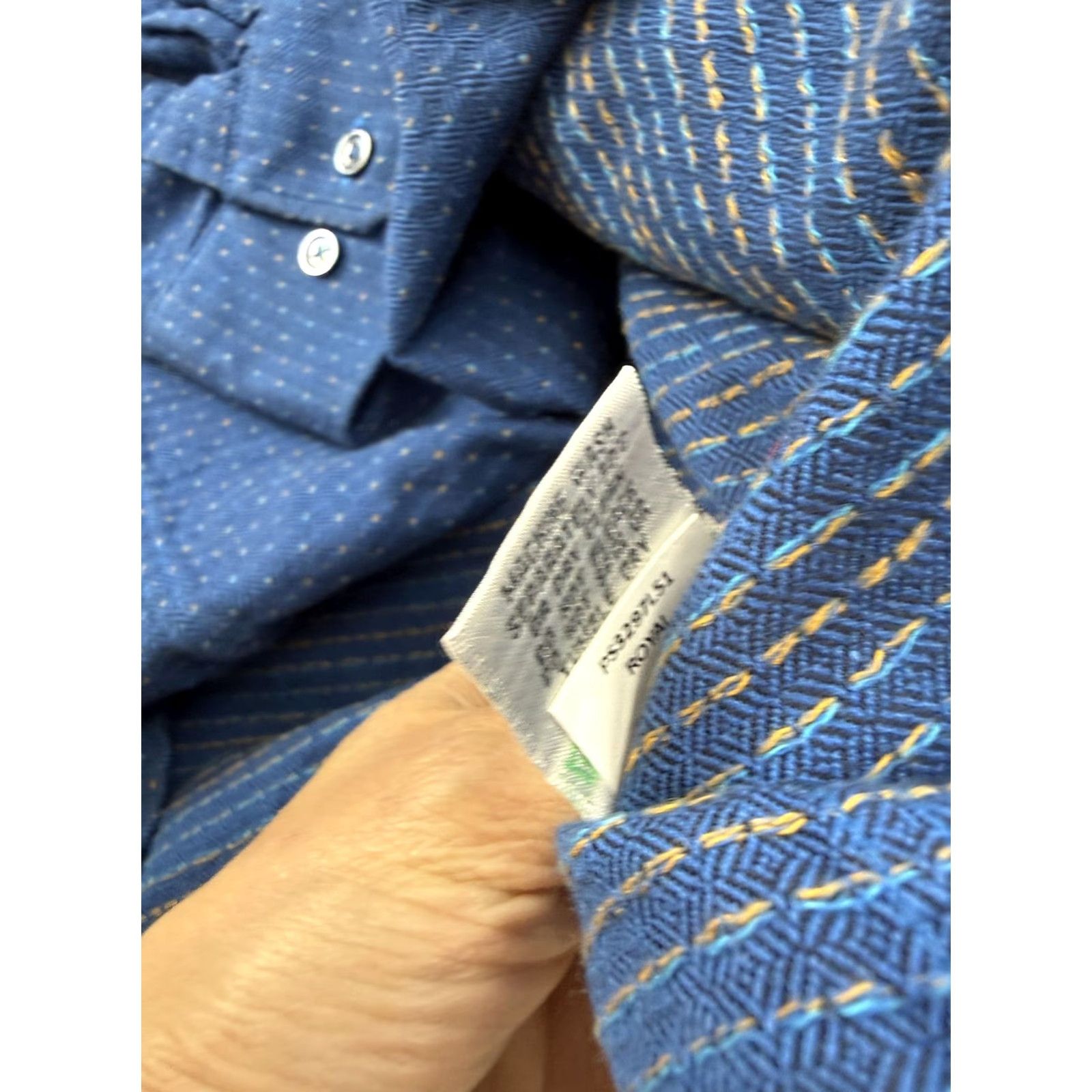 BUGATCHI Bugatchi Shirt Mens Large Blue Geometric Long Sleeve Button Front Shaped Fit Size US L / EU 52-54 / 3 - 5 Thumbnail