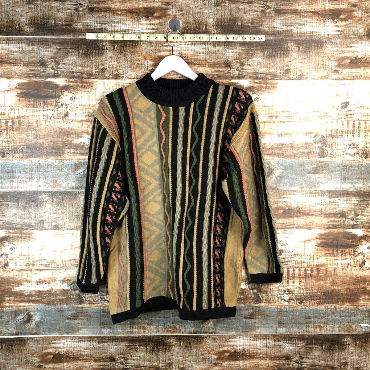 Homespun Knitwear Sel Suche japan Brown stripe like coogi Knitwear #A2505 Size US S / EU 44-46 / 1 - 1 Thumbnail