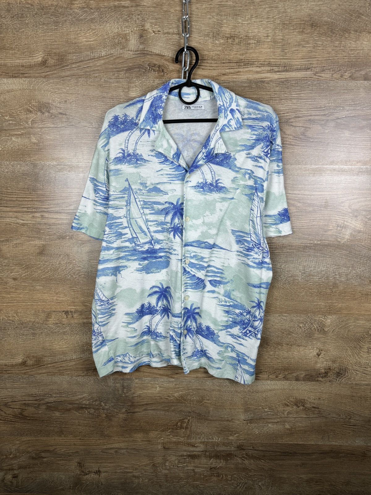 Zara Mens Zara Hawaiian shirt art crazy overprinted old money Size US M / EU 48-50 / 2 - 1 Thumbnail