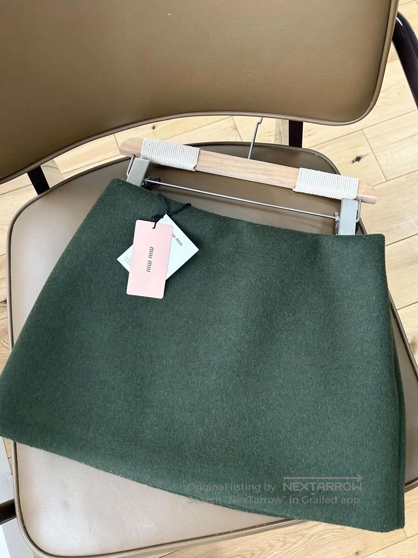 Miu Miu Miu Miu Embossed Logo Green Wool Skirt. Size 35" - 1 Thumbnail