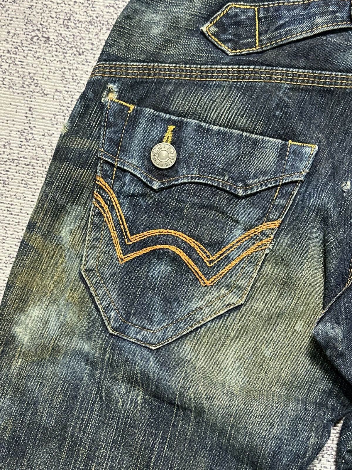 Japanese Brand 2000s Flare Edwin 411XVS Distressed Denim Y2k Size US 26 / EU 42 - 16 Thumbnail