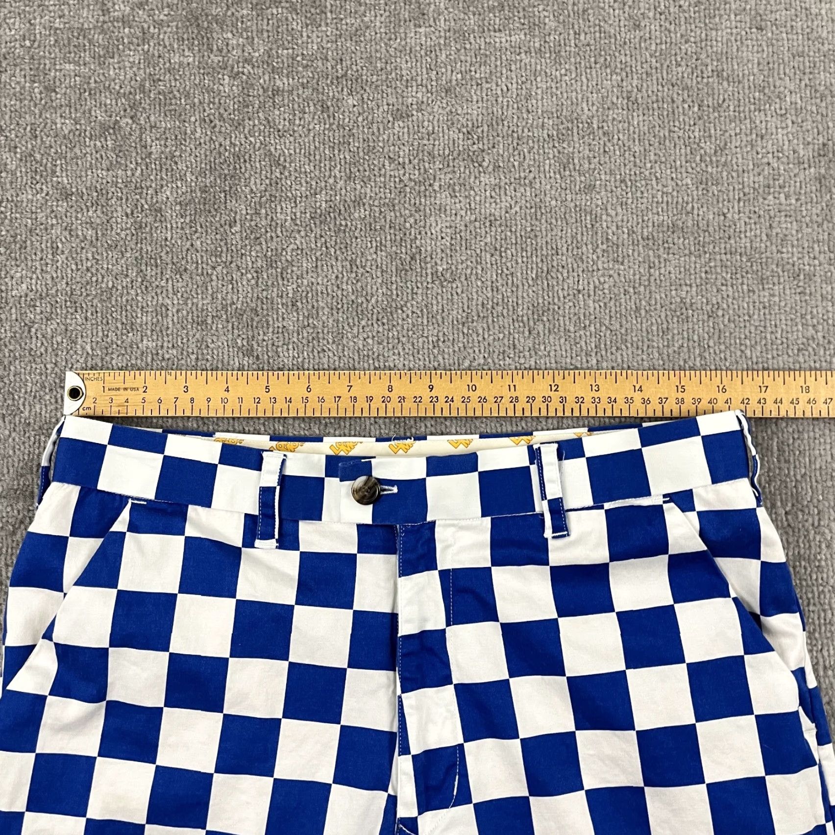 Vintage LOUDMOUTH Golf Chino Shorts Mens 33 Blue White Checkered Plaid Regular Fit Size US 33 - 3 Thumbnail