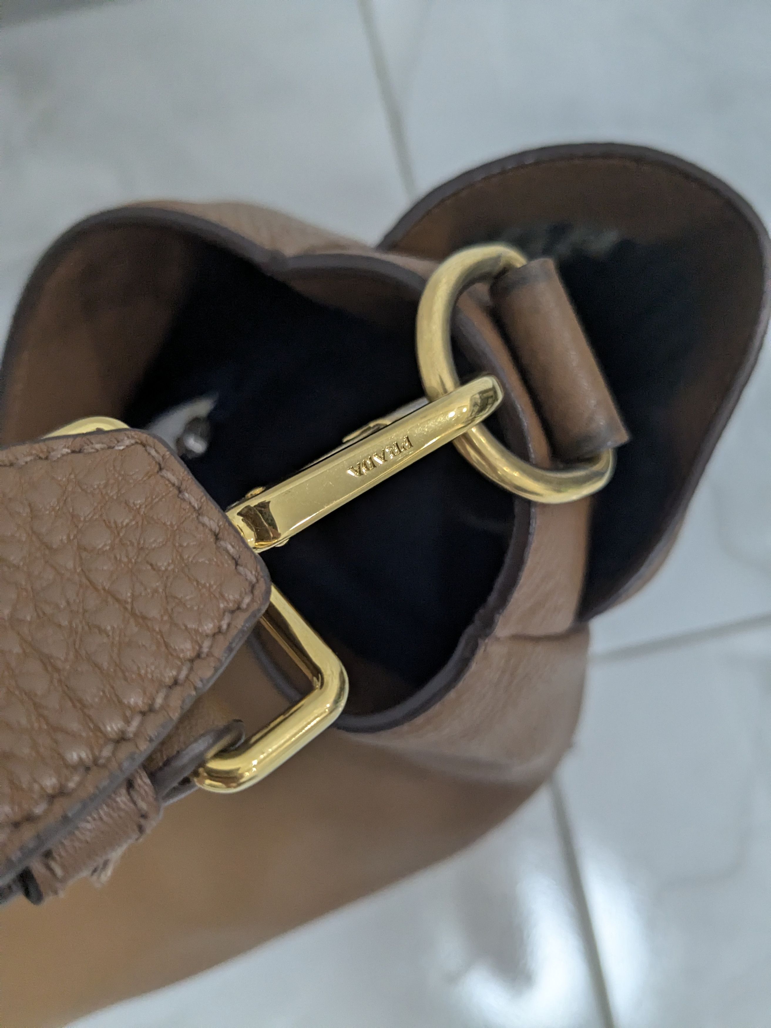 Prada Prada Camel Daino Leather Hobo Shoulder Bag Size ONE SIZE - 7 Thumbnail