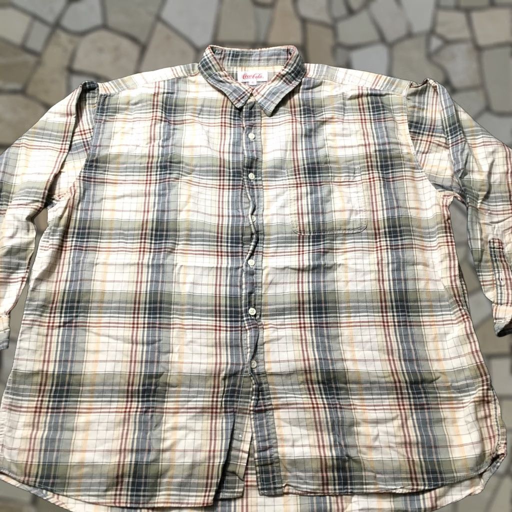 Vintage Coca-Cola Mens Long Sleeve Button-Up Plaid Shirt sz 4L Beige Size US S / EU 44-46 / 1 - 1 Thumbnail