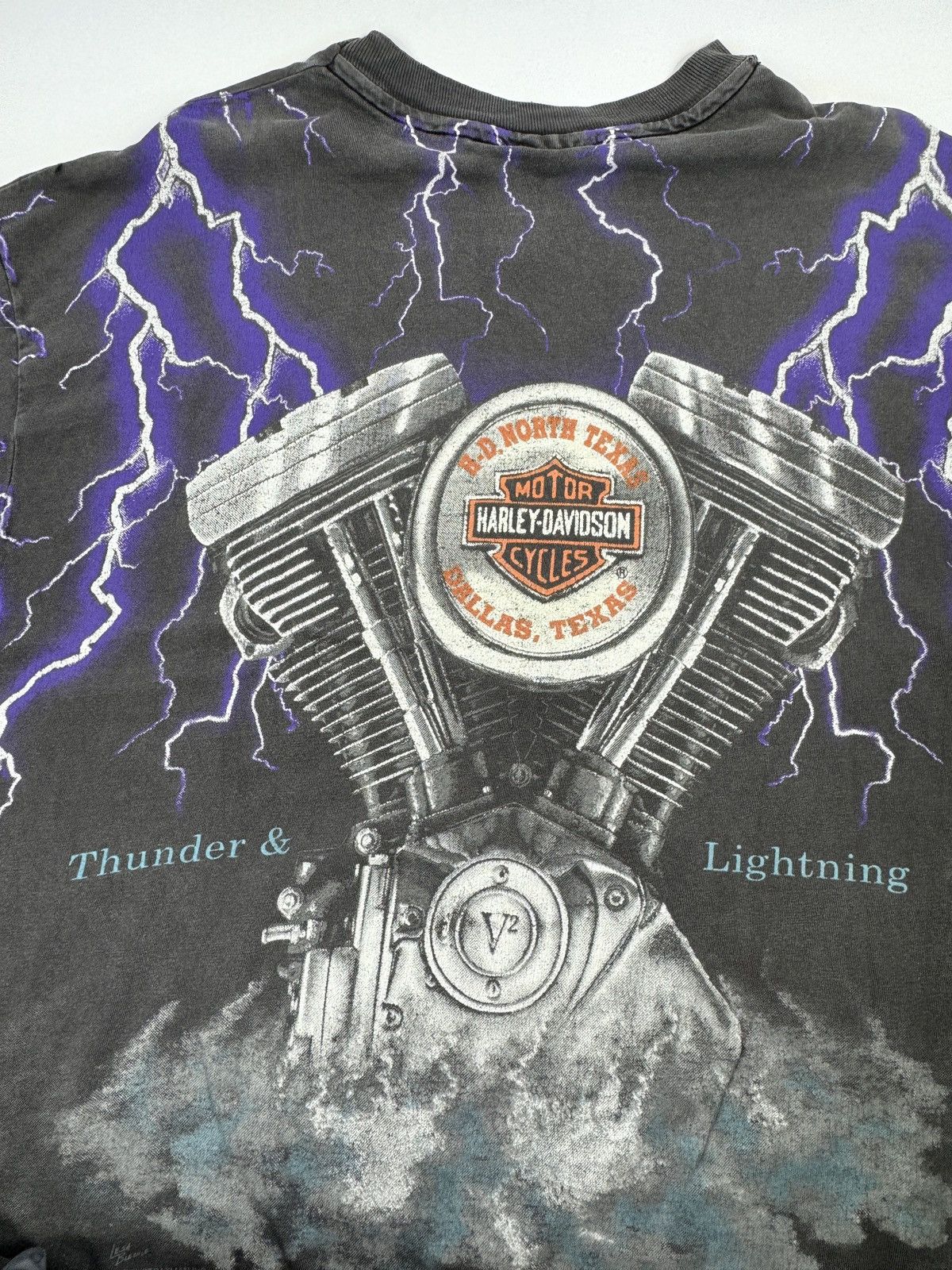 Vintage HARLEY- DAVIDSON THUNDER & LIGHTNING 1990s VINTAGE T-SHIRT Size US XXL / EU 58 / 5 - 3 Thumbnail