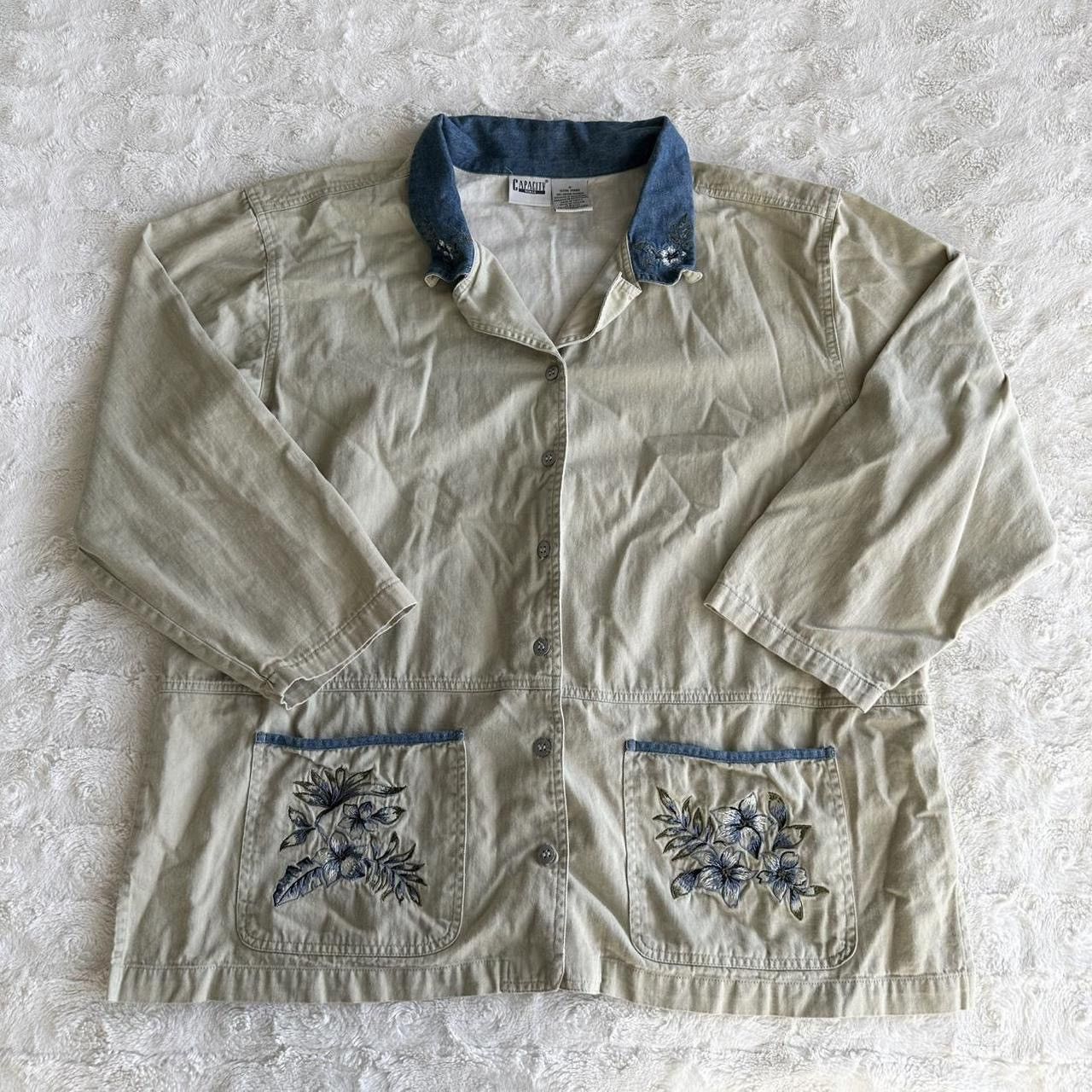 Other Vintage Chore Coat Jacket Womens 1X Beige Barn Denim Collar Size XL / US 12-14 / IT 48-50 - 1 Thumbnail