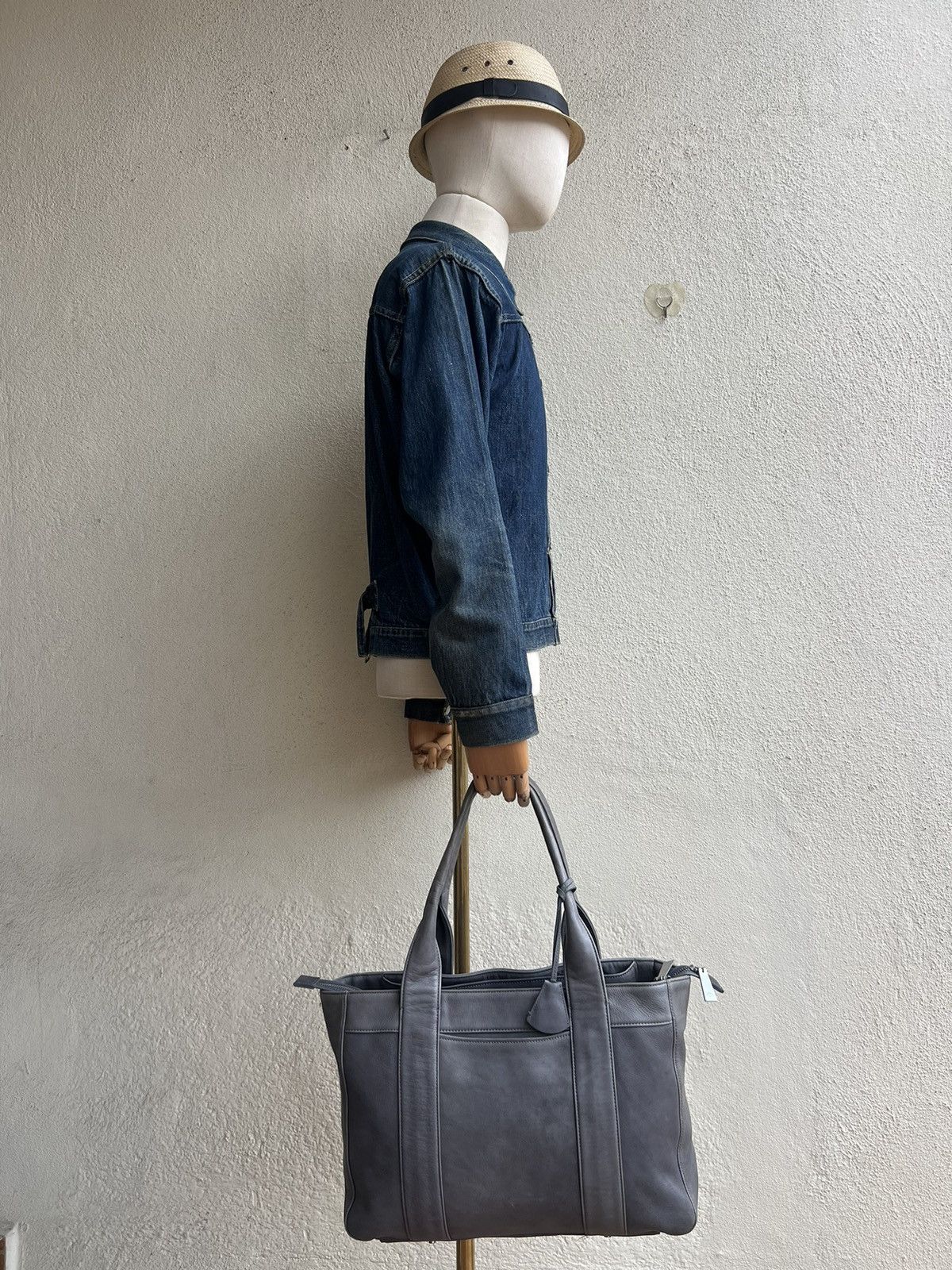 Leather Vintage Aniary Japan Fade Patina Leather Tote Bag Size ONE SIZE - 3 Thumbnail