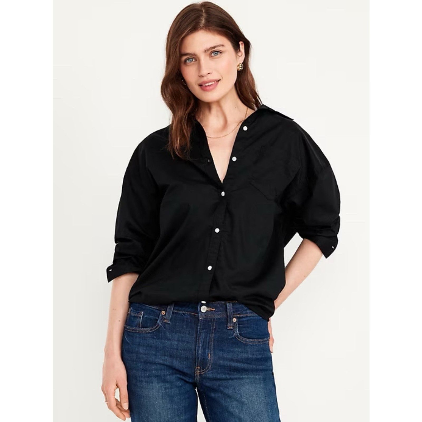 Old Navy NWT Old Navy Oversized Black Boyfriend Shirt Medium T Size M / US 6-8 / IT 42-44 - 1 Thumbnail