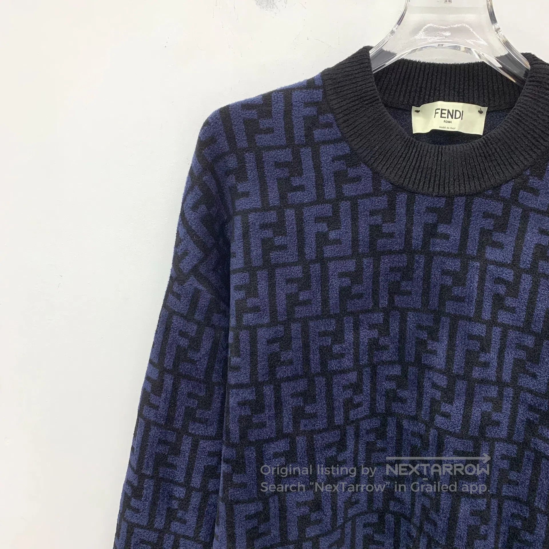 Fendi FENDI Dark blue double F full print round neck long sleeve Size US XS / EU 42 / 0 - 3 Thumbnail