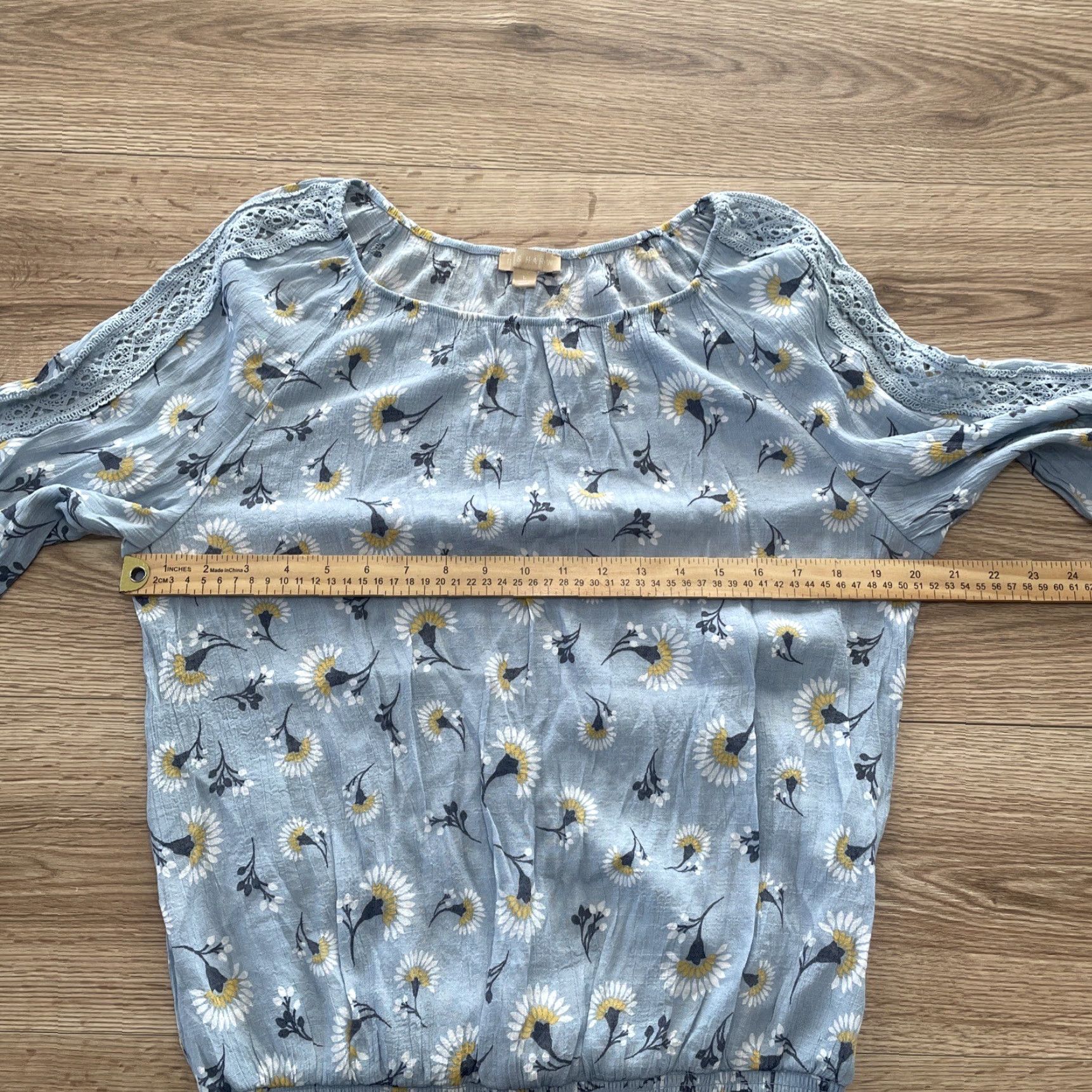 Hope HOPE & HARLOW Blue Floral Lace Blouse, Size L, Womens Size L / US 10 / IT 46 - 6 Thumbnail