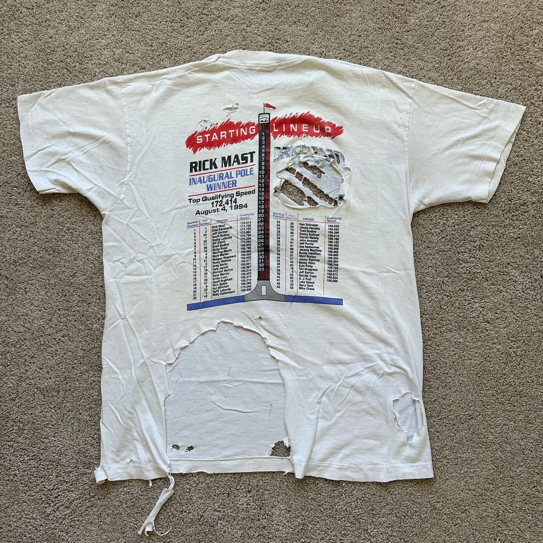 NASCAR Vintage 90s NASCAR Brickyard 400 T-Shirt Trashed Distressed Size US XL / EU 56 / 4 - 7 Thumbnail