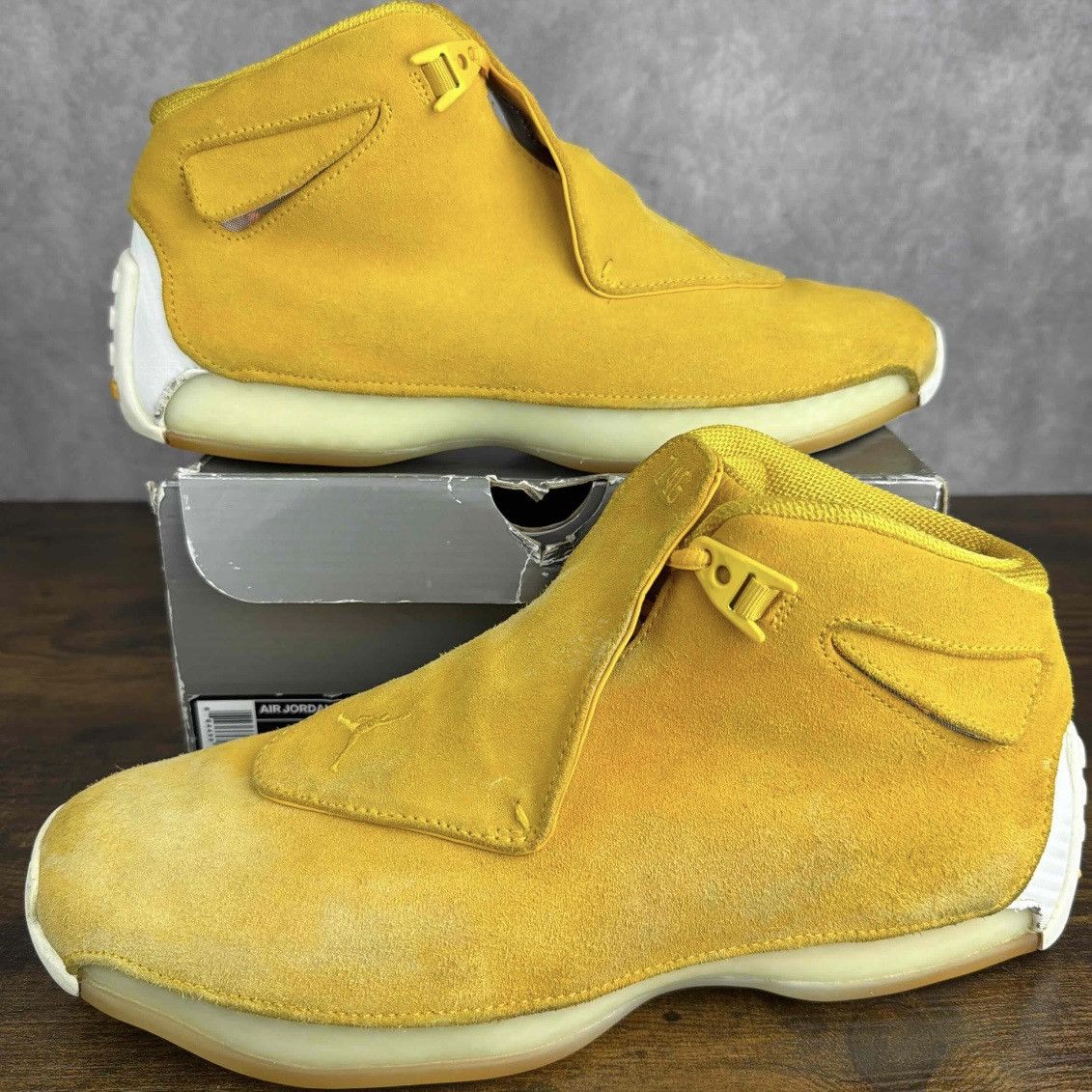 Air Jordan 18 Retro Yellow Ochre Suede AA2494-701 Shoes OG