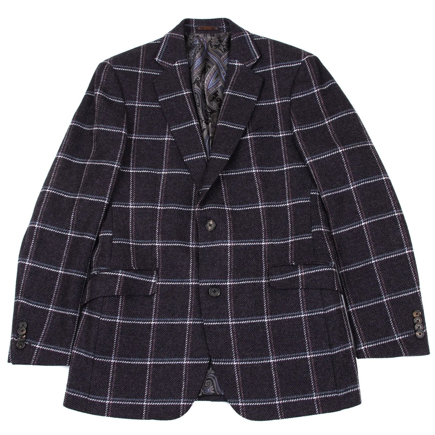 Etro Wool Check Jacket in Purple Size 52 Size US L / EU 52-54 / 3 - 2 Thumbnail