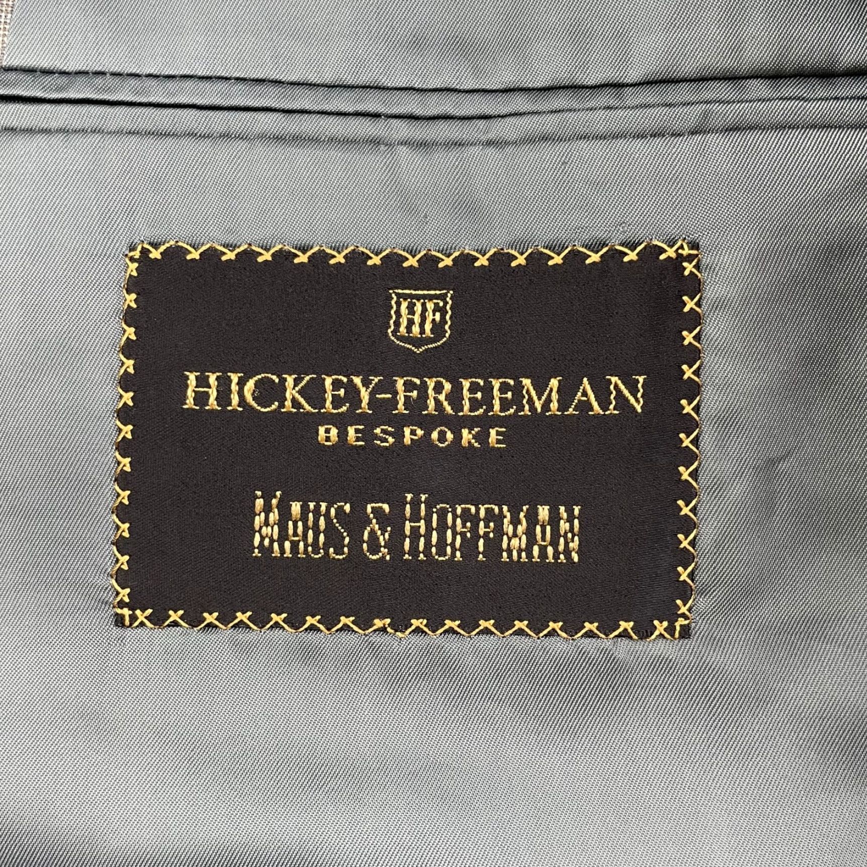 Vintage Hickey Freeman x Maus Hoffman Men’s Blazer 44 Long Wool Plaid Beige Gray 2-Button Single-Breasted Notch Lapel Vintage: No Mens Size 44R - 5 Thumbnail