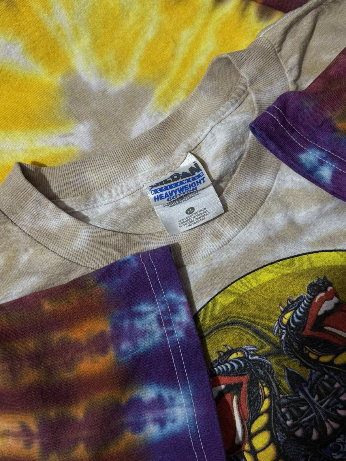 Vintage Vintage 1997 The Rolling Stones Twin Dragon Tie Dye T-Shirt Size US XL / EU 56 / 4 - 8 Thumbnail