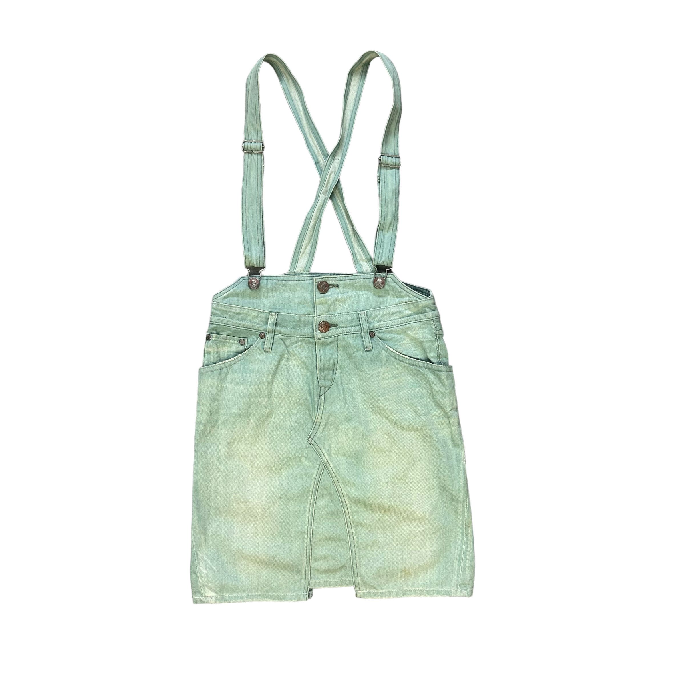 Levi's LEVIS LADY STYLE OVERALL MINI SKIRT IN GREEN DENIM #8659-019 Size 31" - 1 Thumbnail