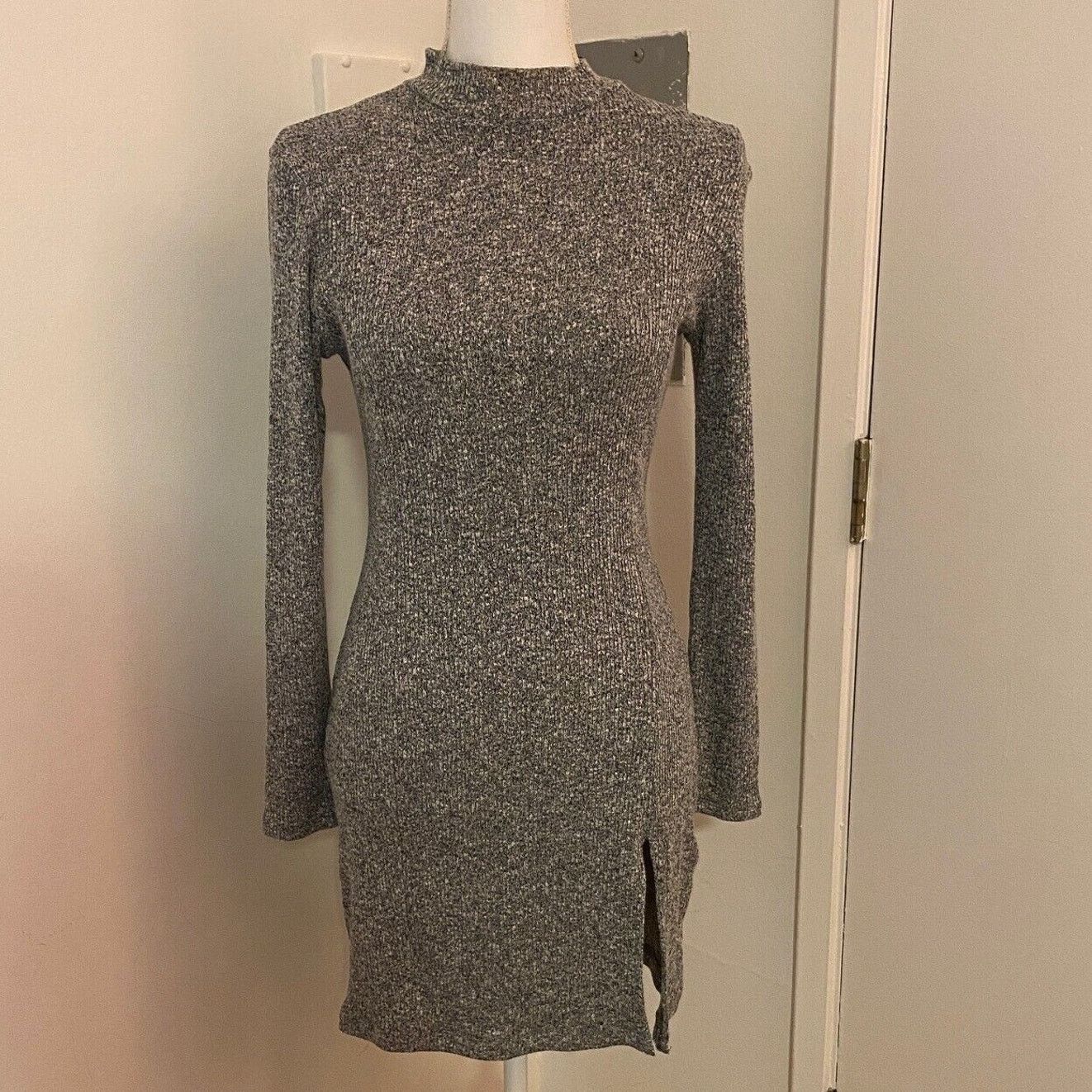 Other Better Be Marled Grey Knit Mock Neck Long Sleeve Mini M Size M / US 6-8 / IT 42-44 - 2 Thumbnail