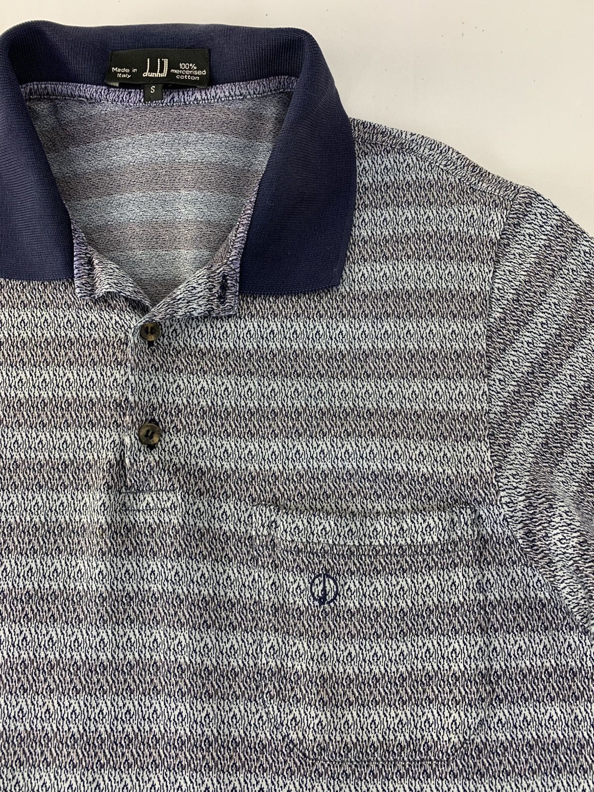 Alfred Dunhill 90s Dunhill Made In Italy Striped Single Pocket Polo Tee Size US S / EU 44-46 / 1 - 4 Thumbnail
