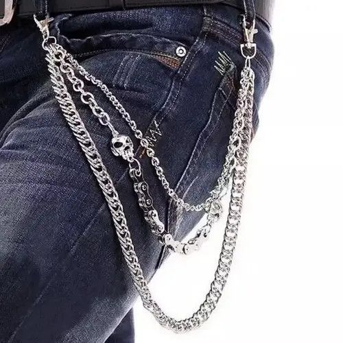 Jewelry Pocket Chain Skull Punk Rock Gothic Silver Wallet Chrome Size ONE SIZE - 4 Thumbnail