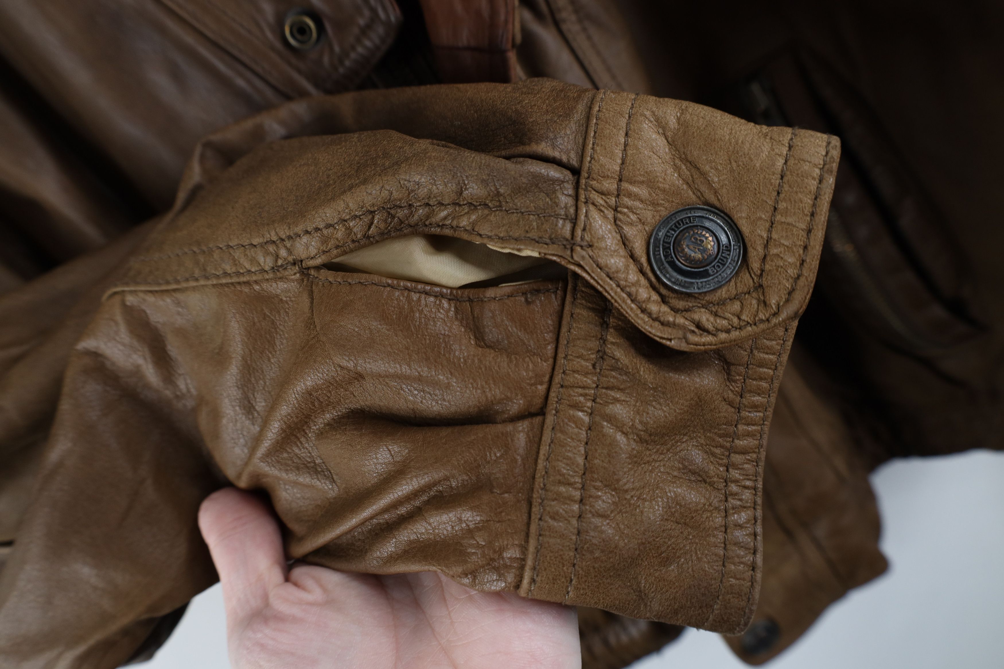 Vintage Vintage 90s Streetwear Leather Flight Bomber Jacket Brown Size US L / EU 52-54 / 3 - 9 Thumbnail