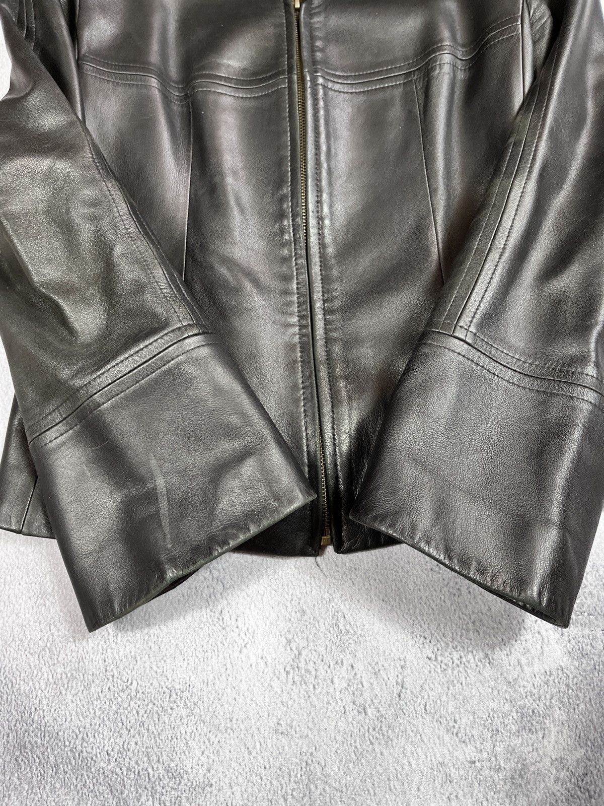 Leather Vintage Y2K Flare sleeves Leather Jacket old money opium L Size L / US 10 / IT 46 - 6 Thumbnail