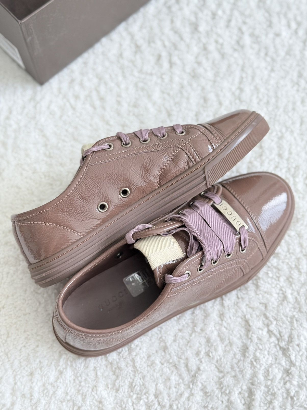 Gucci Gucci Patent Leather Low Top Sneakers Pink GG Lace Up Shoes Size US 7 / IT 37 - 7 Thumbnail