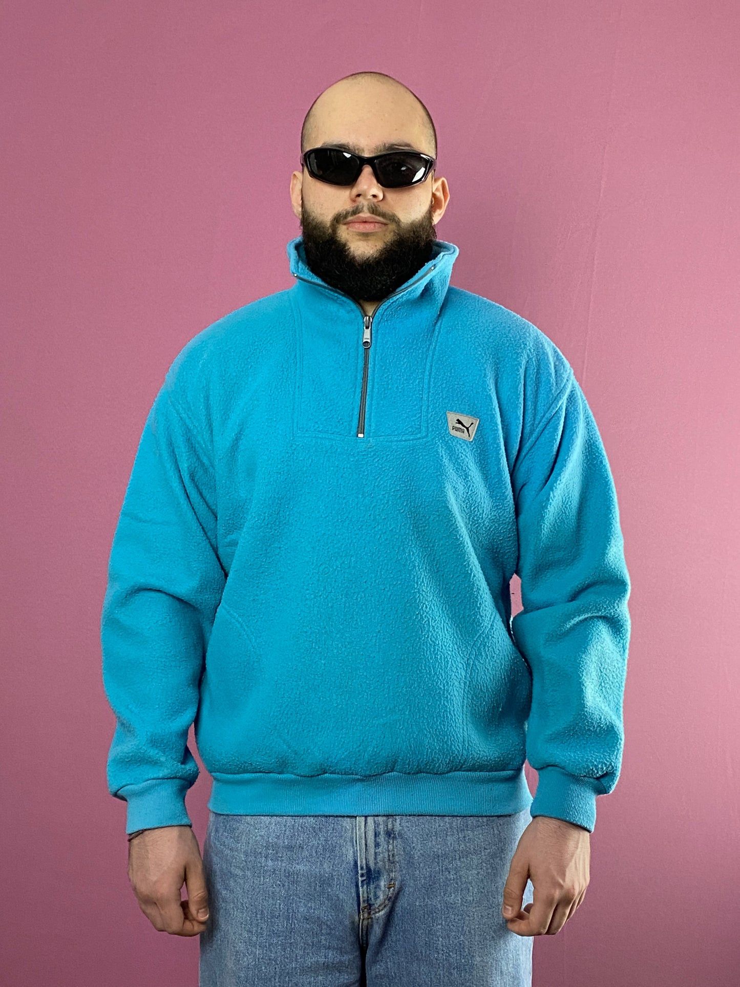 Puma × Vintage 80s Puma Vintage Men's Quarter Zip Fleece - L Size US L / EU 52-54 / 3 - 2 Thumbnail