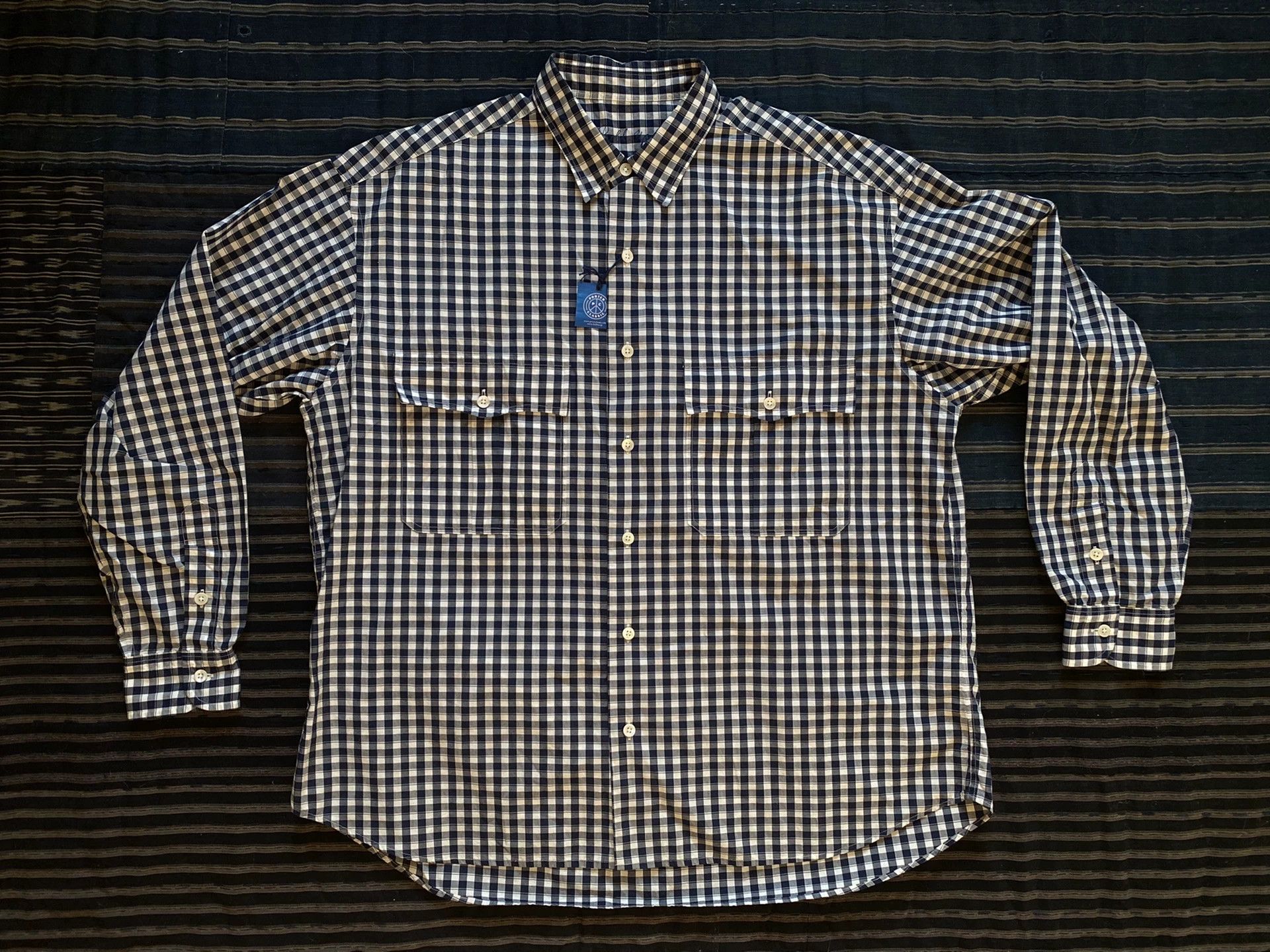 Porter Classic navy roll-up gingham check shirt Size US XL / EU 56 / 4 - 1 Thumbnail