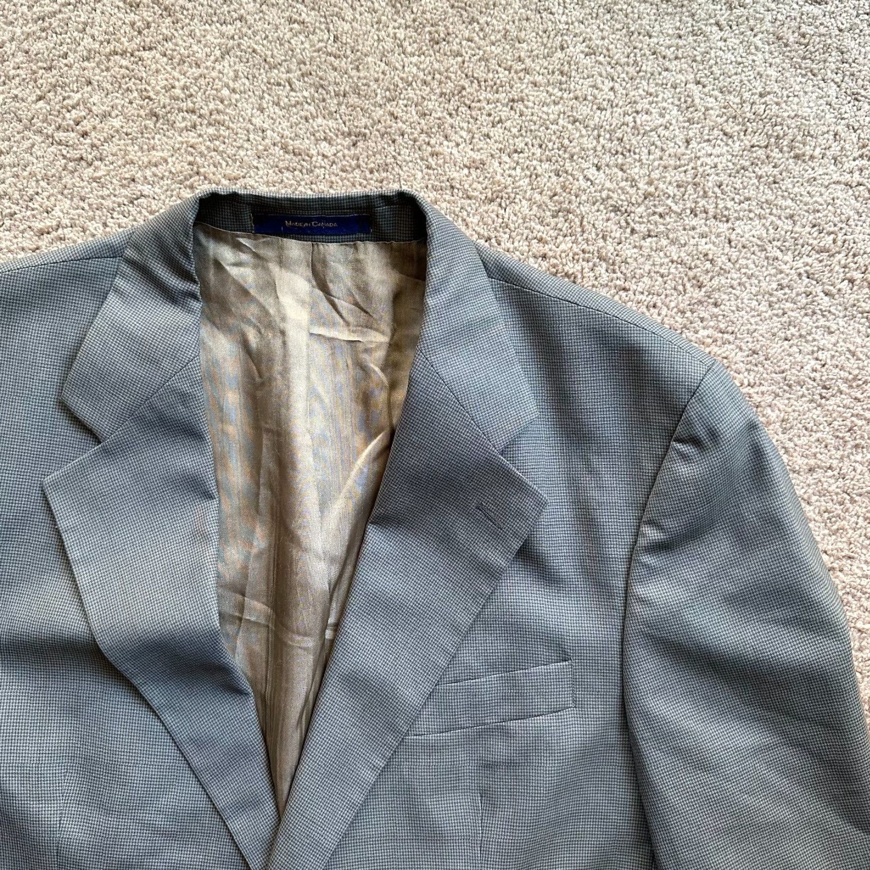 Chaps Chaps Ralph Lauren Blazer Mens 44R Wool Two-Button Notch Gray Solid Jacket Size 44R - 6 Thumbnail