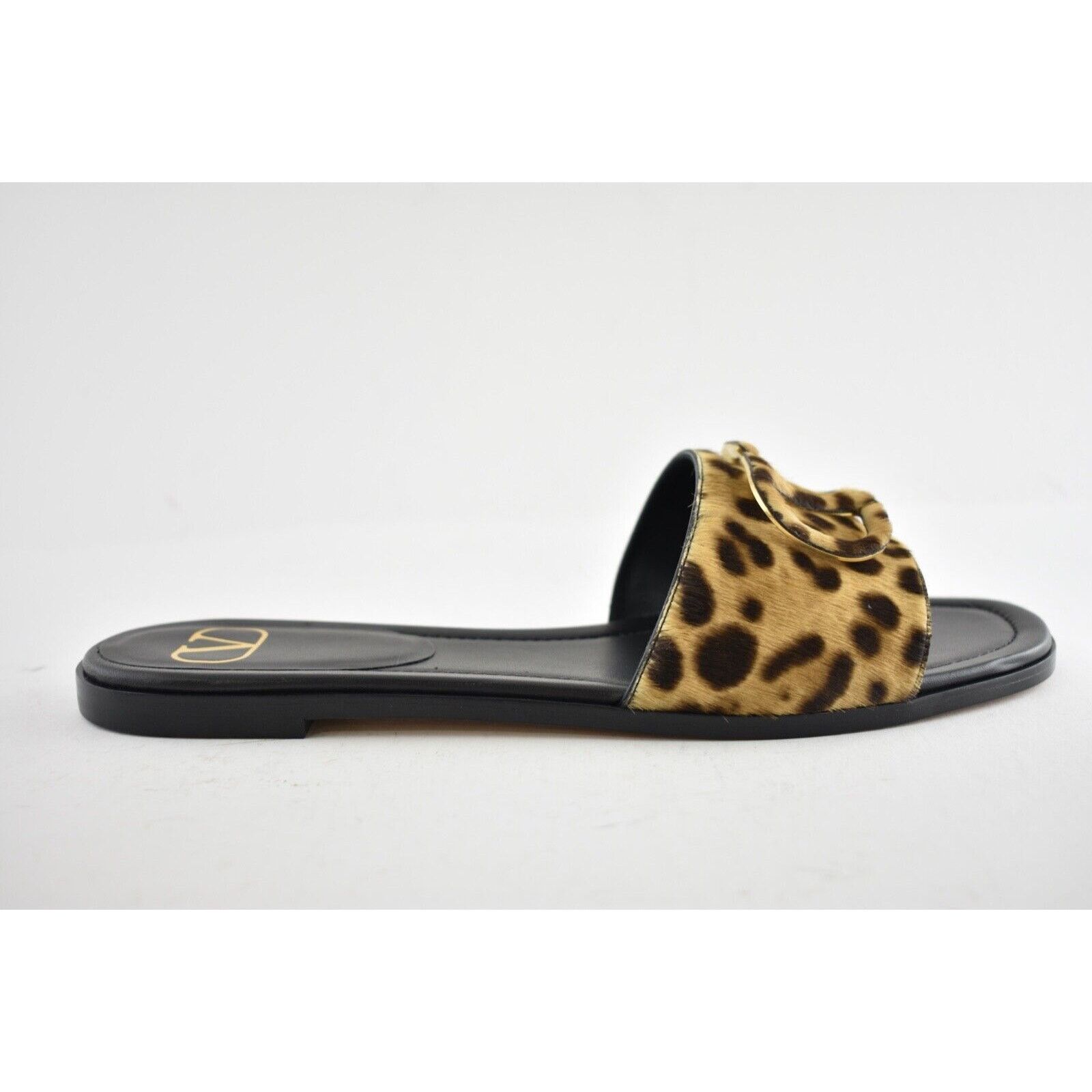 Valentino Valentino V Logo Leopard Black Brown Pony Fur Slides Mule Size US 6 / IT 36 - 3 Thumbnail