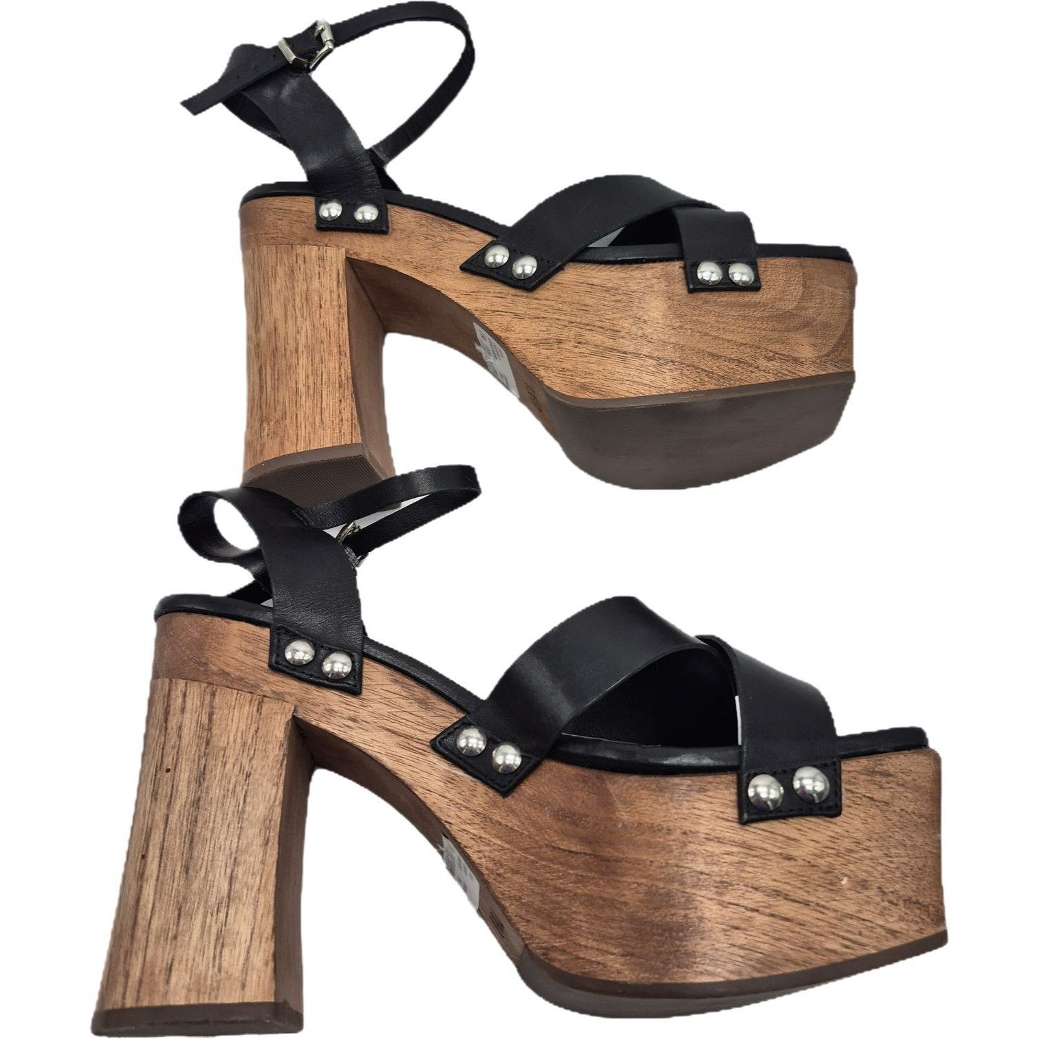SCHUTZ Schutz Gaylah Black Platform Sandals Block Heels Women's 7.5 Size US 7.5 / IT 37.5 - 2 Thumbnail