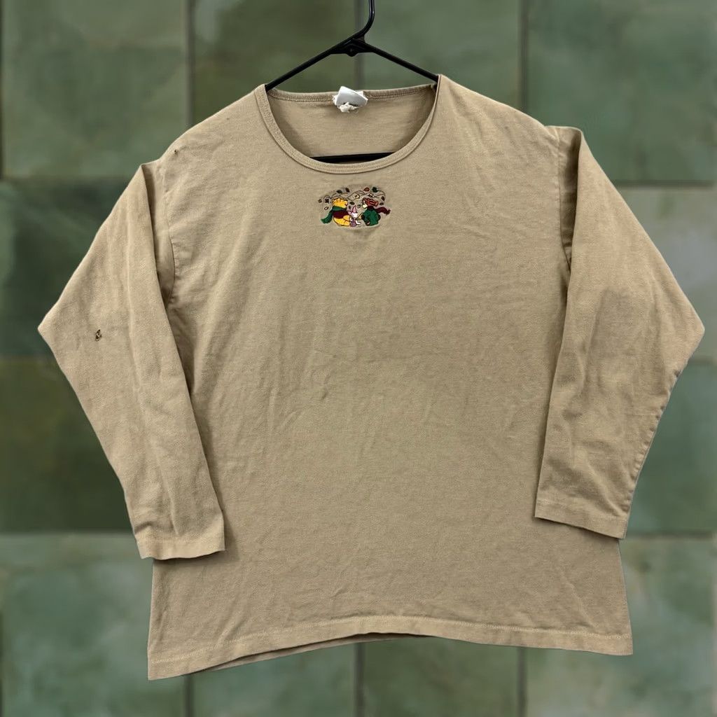 Disney VINTAGE Disney Winnie The Pooh Shirt Womens Large Brown Holiday Long Sleeve 90s Pattern Holiday Men/Women? Size L / US 10 / IT 46 - 1 Thumbnail