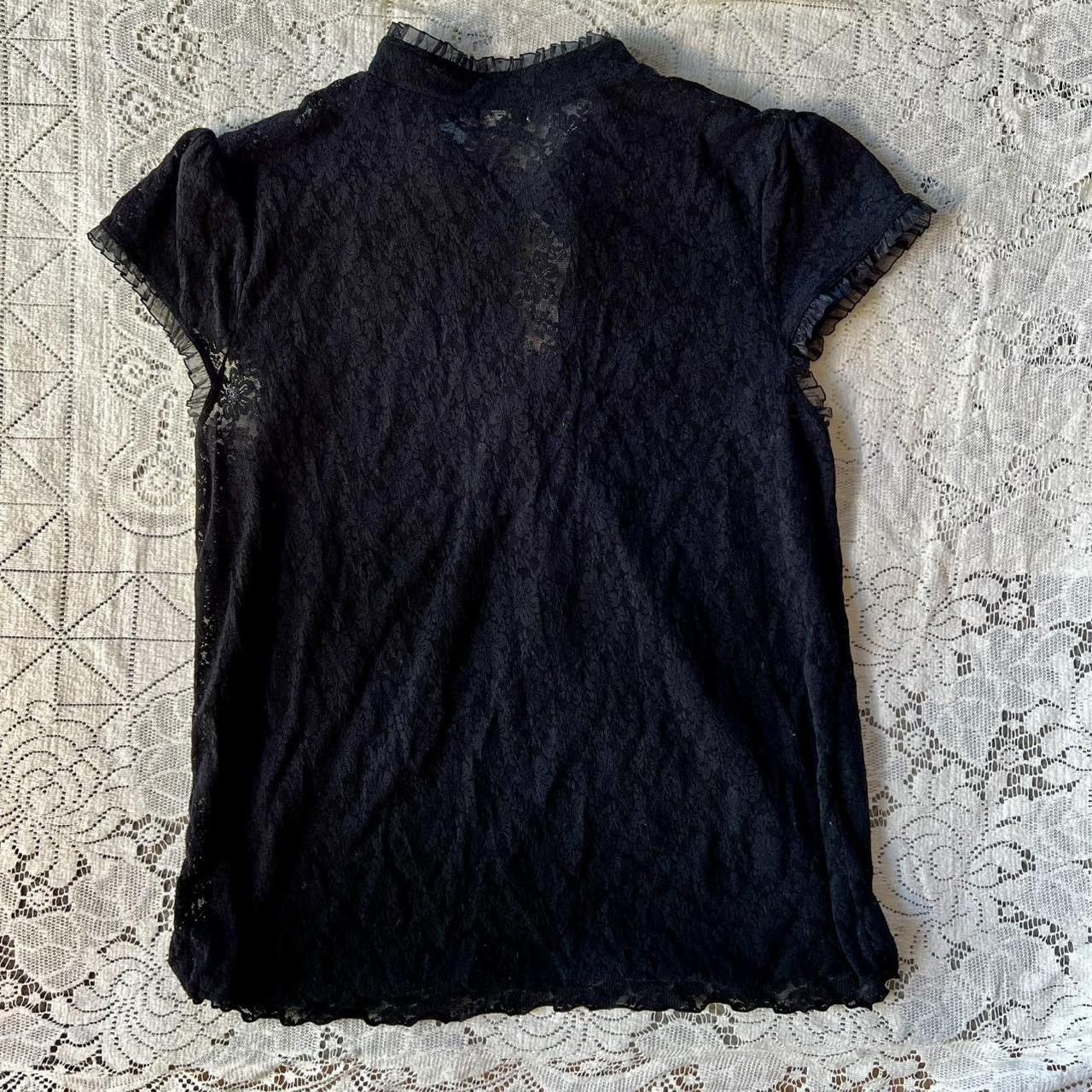 Other Black blouse with ruffles and lace trim in babydoll style 🖤 Size M / US 6-8 / IT 42-44 - 6 Thumbnail
