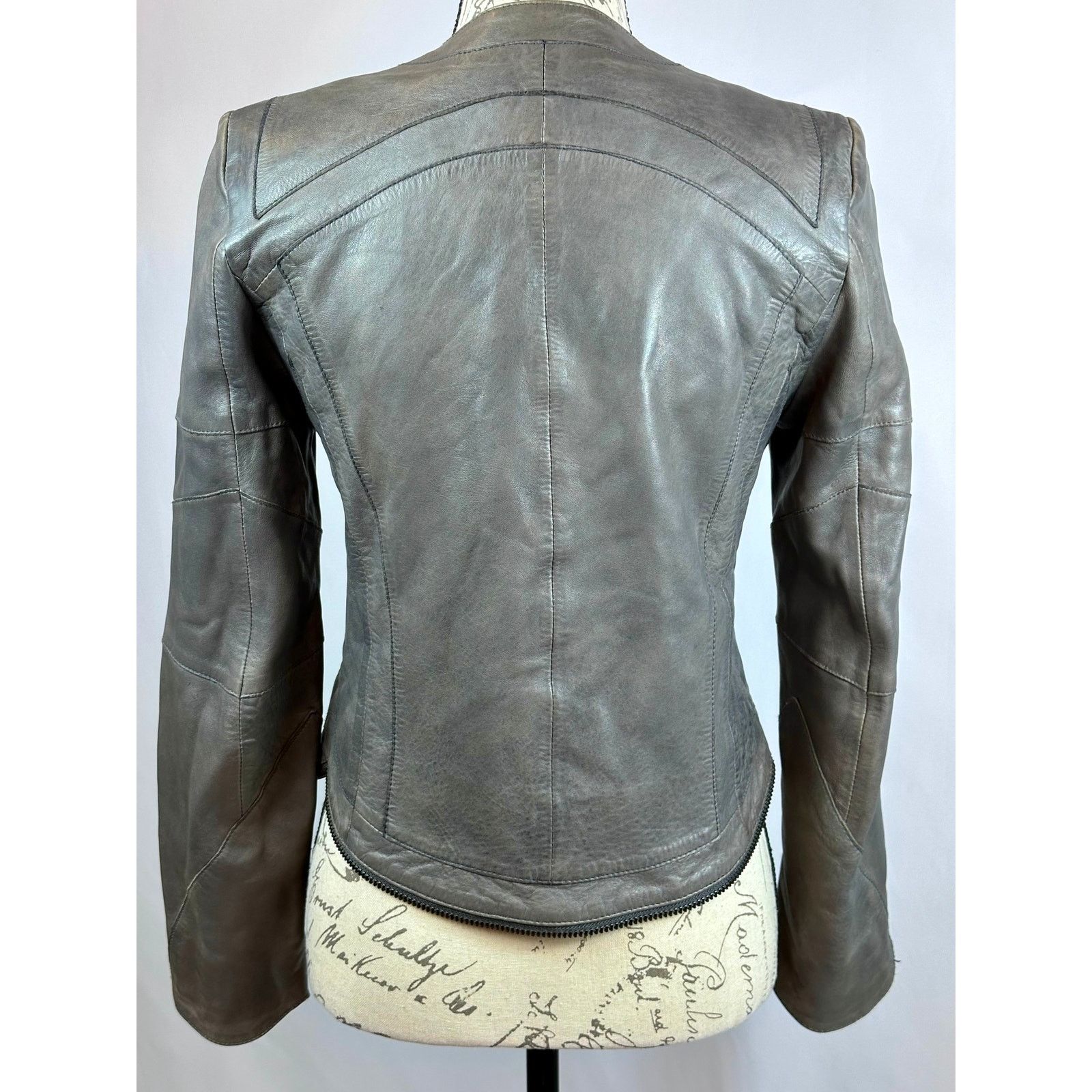Zadig & Voltaire Zadig & Voltaire Vencia Collarless Lamb Leather Jackt Gray S Size S / US 4 / IT 40 - 16 Thumbnail