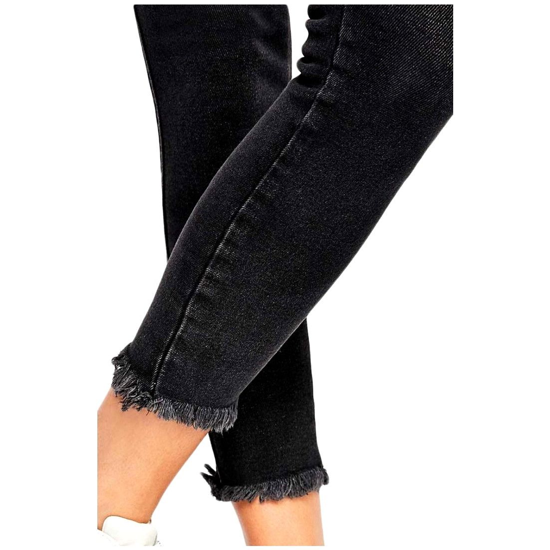 Free People Free People High Rise Raw Hem Skinny Jeans Black 30 Size 30" / US 8 / IT 44 - 4 Thumbnail