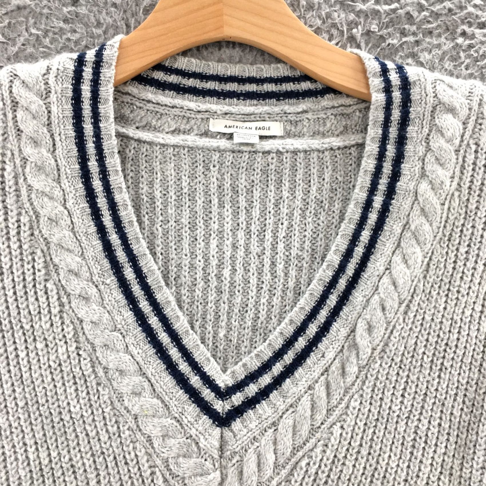 American Eagle Outfitters American Eagle Outfitters Pullover Sweater Womens XS Gray Cotton Blend Long Sleeve Knitted V-Neck Casual cardigans? Size XS / US 0-2 / IT 36-38 - 4 Thumbnail