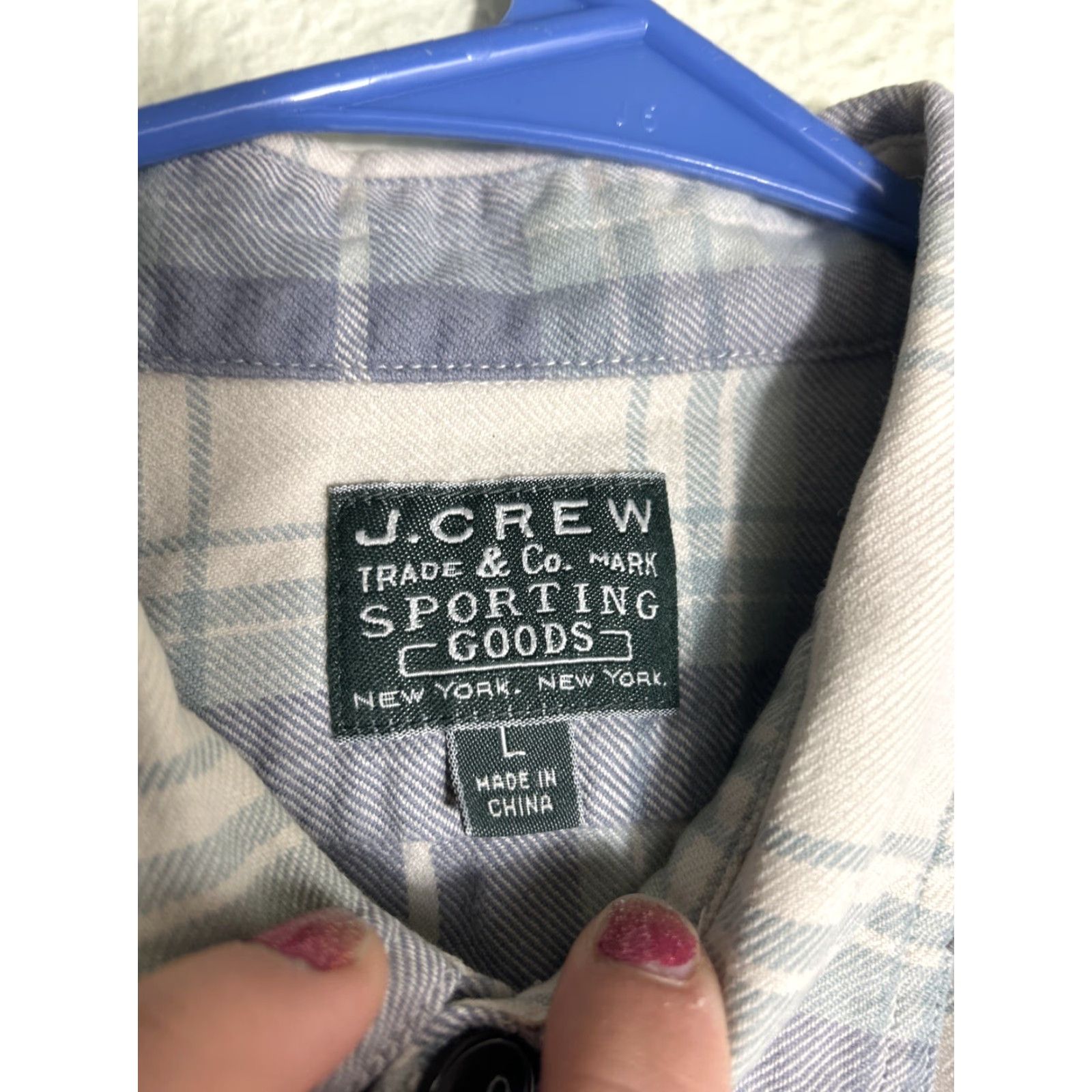 J.Crew J.CREW Mens Button-Up Shirt Plaid Cotton Long Sleeve Blue White Multicolor L Regular Shirt Womens? Size US L / EU 52-54 / 3 - 4 Thumbnail