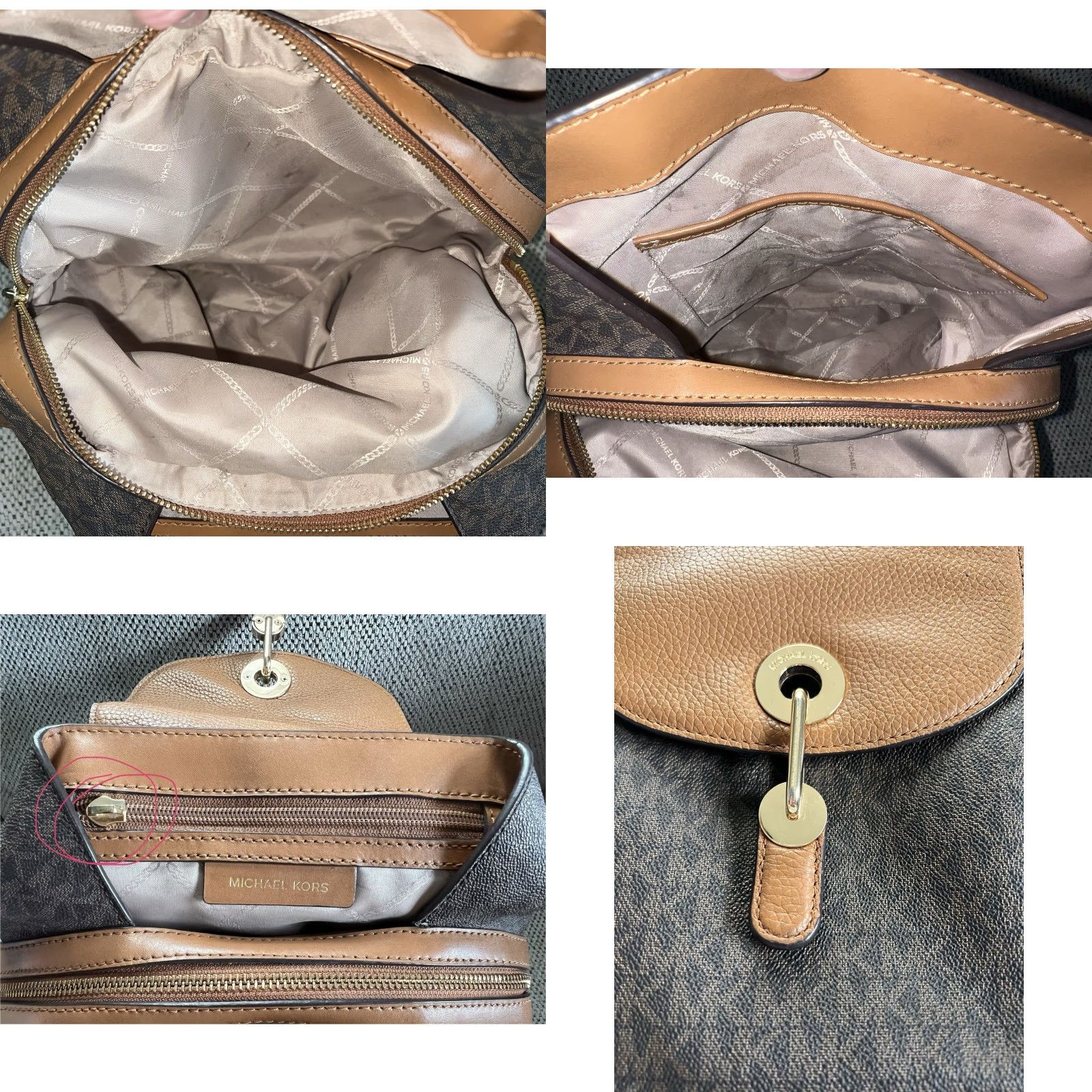 Vintage Michael Kors Raven Purse Backpack Monogram Brown Pebble Leather Medium Women Backpack Size ONE SIZE - 8 Thumbnail