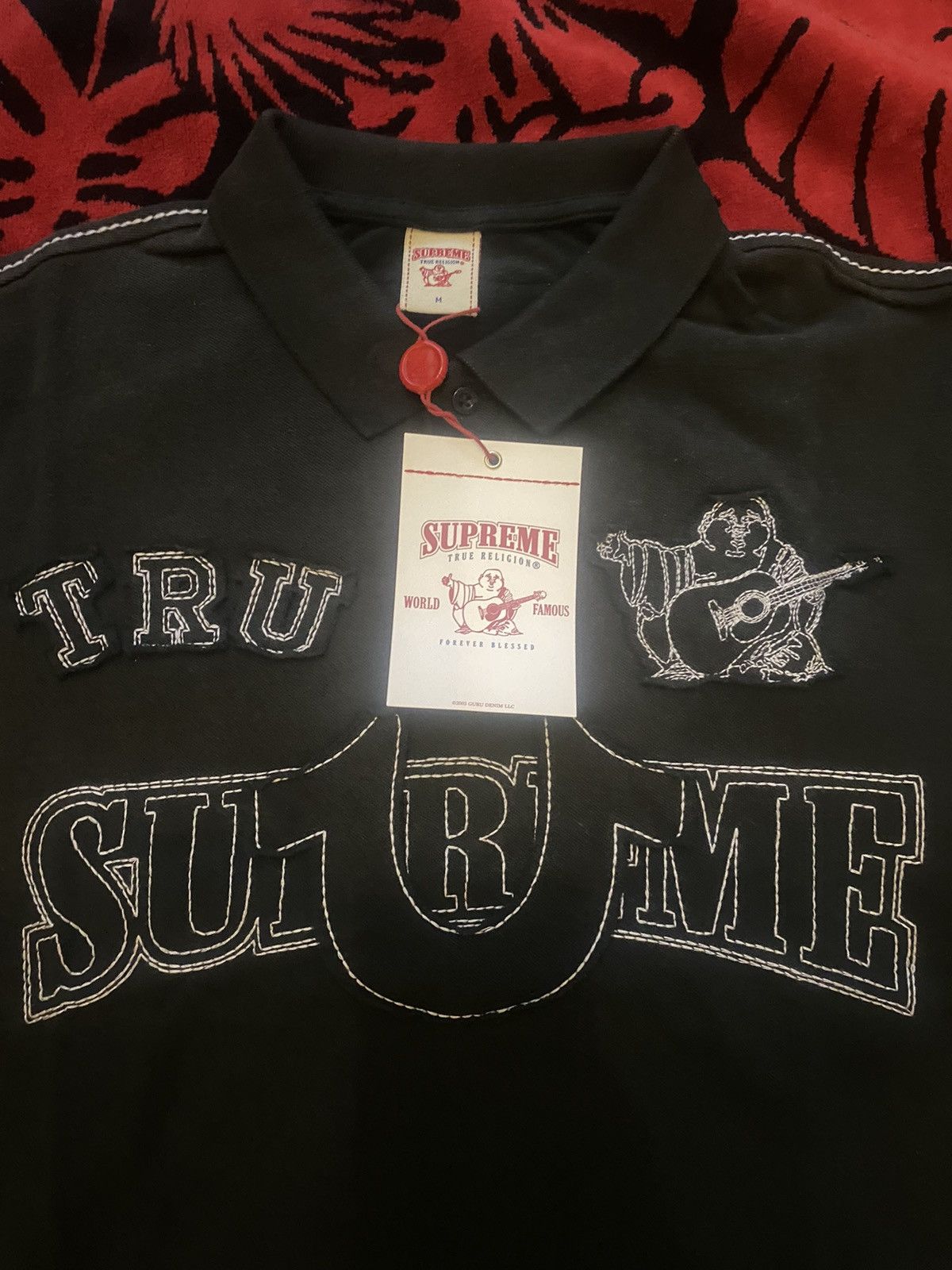 Supreme True Religion Applique Polo Black Medium