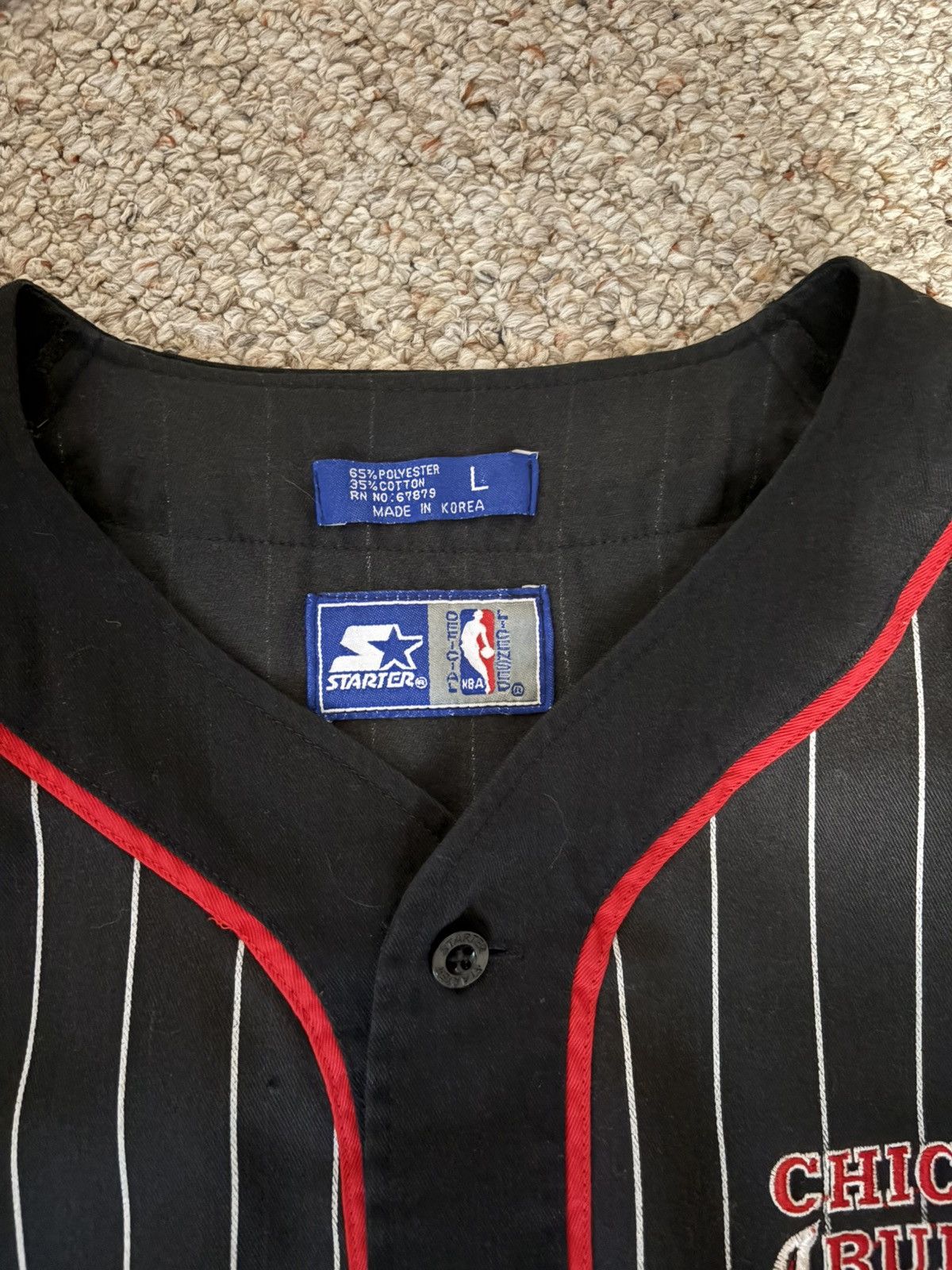 NBA × Starter VTG 90’s Starter Chicago Bulls Pin Stripe NBA Button Up Size US L / EU 52-54 / 3 - 3 Thumbnail