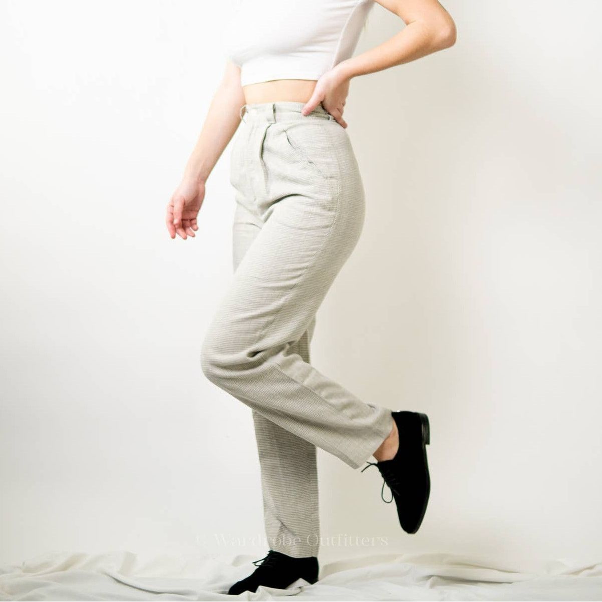 Guess Vtg 70s Georges Marciano Plaid Houndstooth Trouser Pants - 2 Size 26" / US 2 / IT 38 - 2 Thumbnail