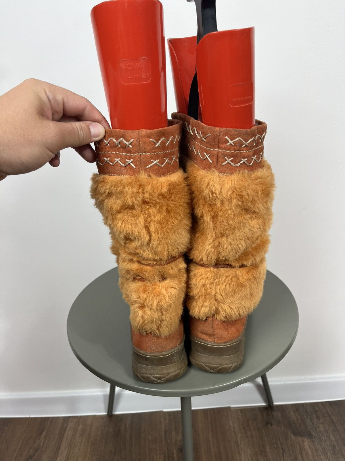 Vintage Vintage Faux Fur Suede Winter Boots Orange Mid Calf EU 40 Size US 10 / IT 40 - 11 Thumbnail
