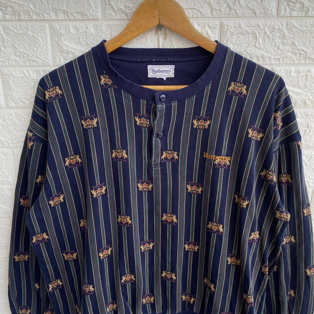 Burberry × Designer Vintage Burberry London Button Sweatshirt Sweater Size L / US 10 / IT 46 - 2 Thumbnail