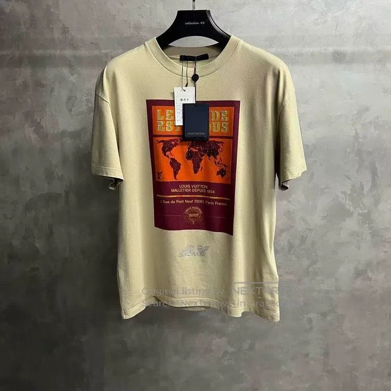 Louis Vuitton Louis Vuitton 25 Latest Map Rhinestone Printed Short Sleev Size US S / EU 44-46 / 1 - 1 Thumbnail