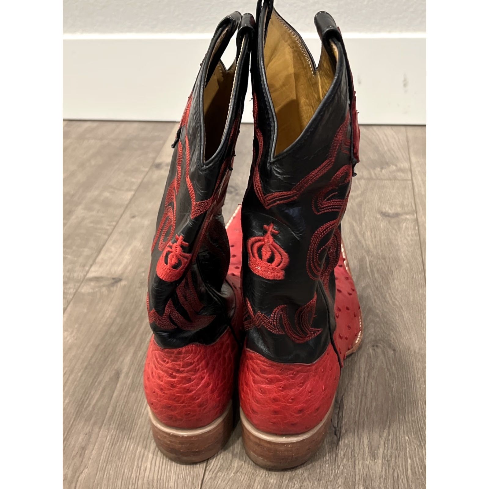 Vintage Rams Boots Las Vegas Cowboy Boots Black Red Leather Size 7.5 Western Mens Size US 7.5 / EU 40-41 - 5 Thumbnail
