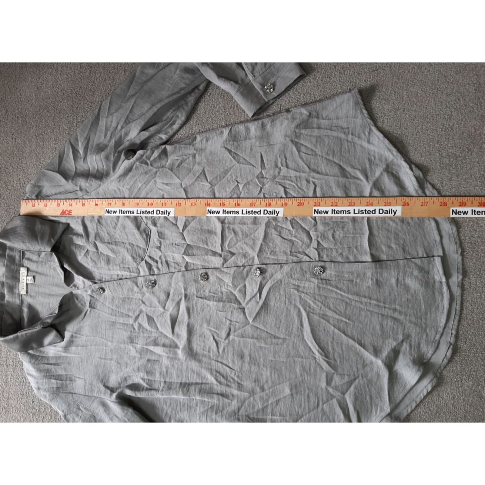 Vintage Alex & Lili Long Sleeve Button-Up Womens M Gray Pocket Shirt Size M / US 6-8 / IT 42-44 - 3 Thumbnail