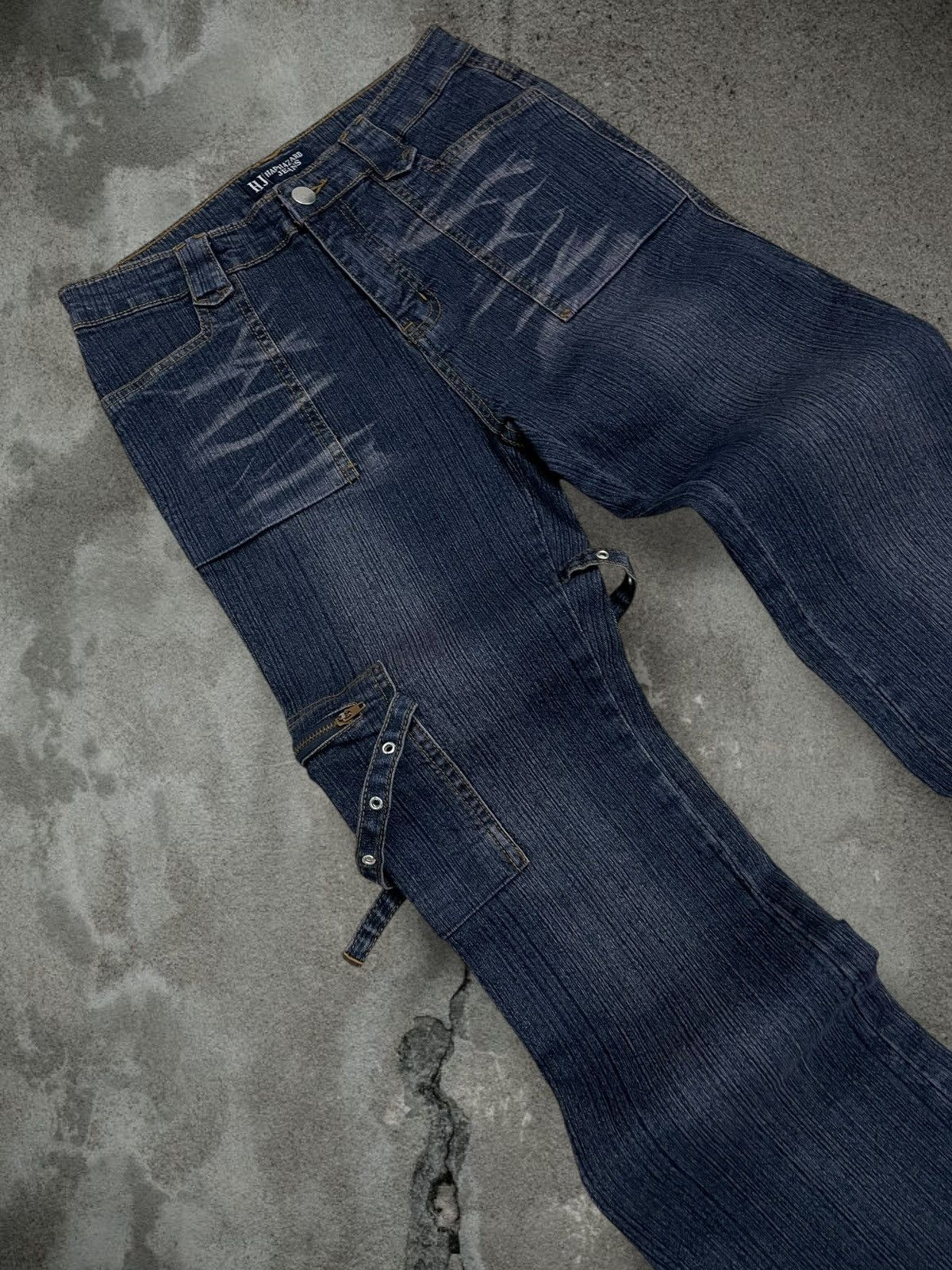 Designer Vintage Og 90s Japan Designer Haphazard Flared Bondage Denim Size US 27 - 7 Thumbnail
