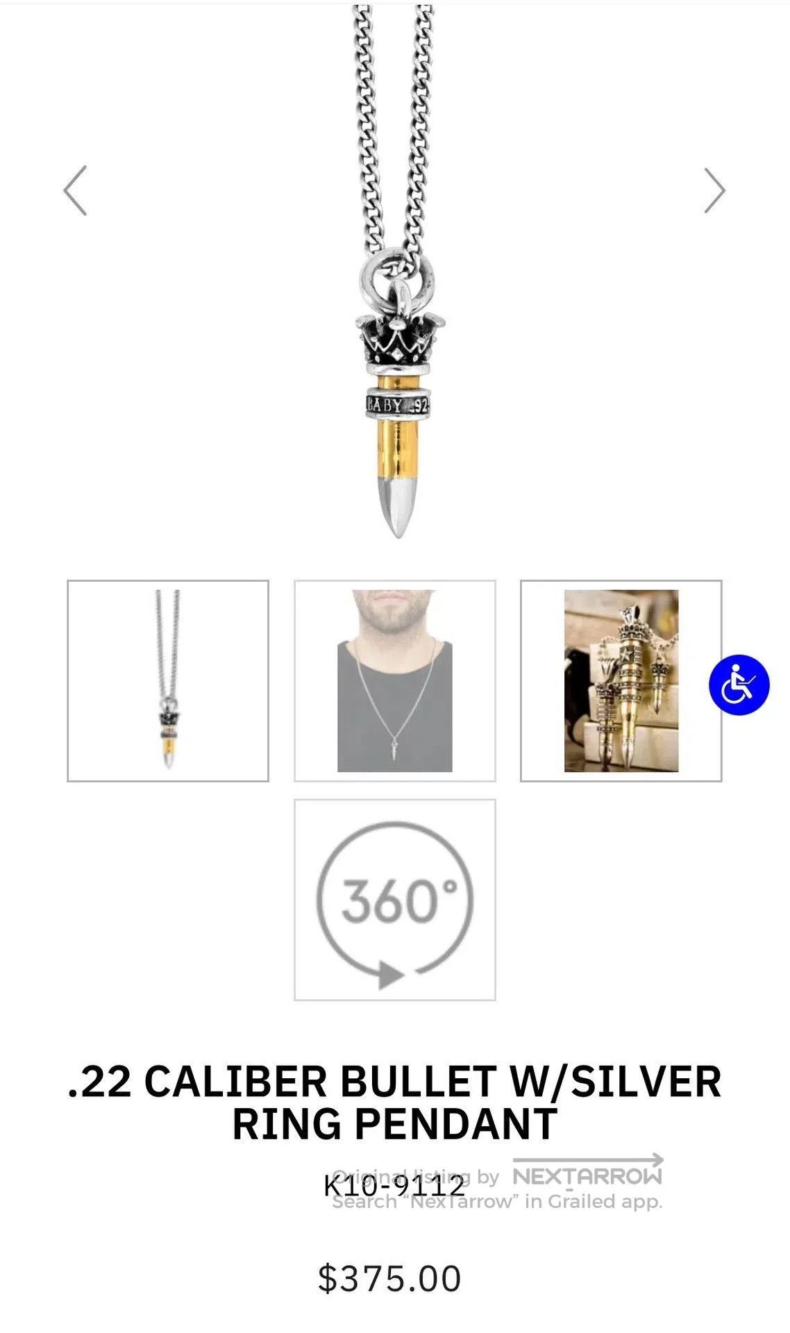 King Baby Studio Kingbaby .22 Bullet Necklace. Size ONE SIZE - 2 Thumbnail